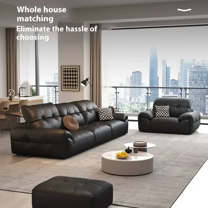 Globe Furnishings - High-back adjustable genuine leather sofa Globe Furnishings - High-back adjustable genuine leather sofa