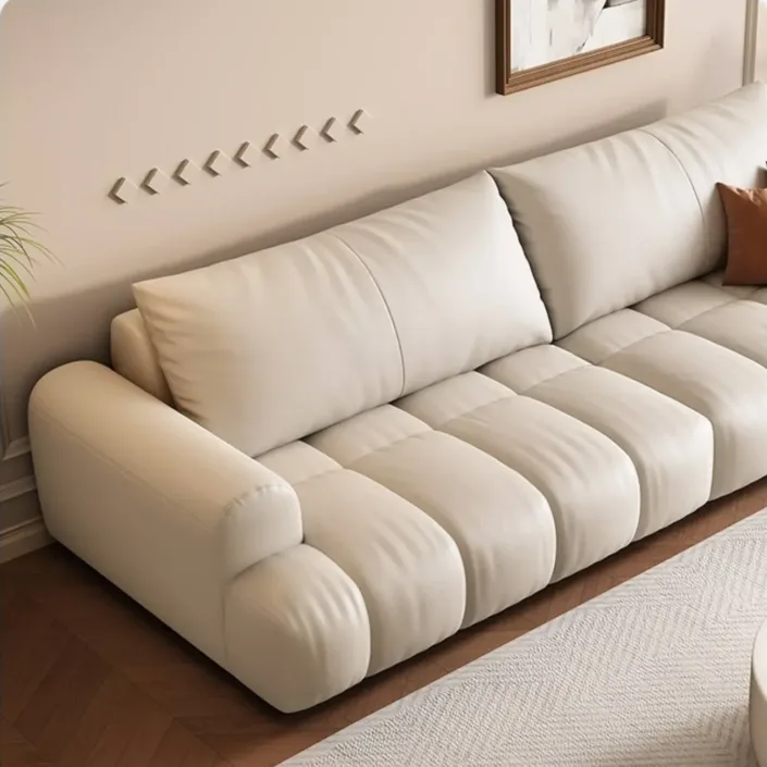 Globe Furnishings - Pastry-shaped piano key genuine leather sofa Globe Furnishings - Pastry-shaped piano key genuine leather sofa