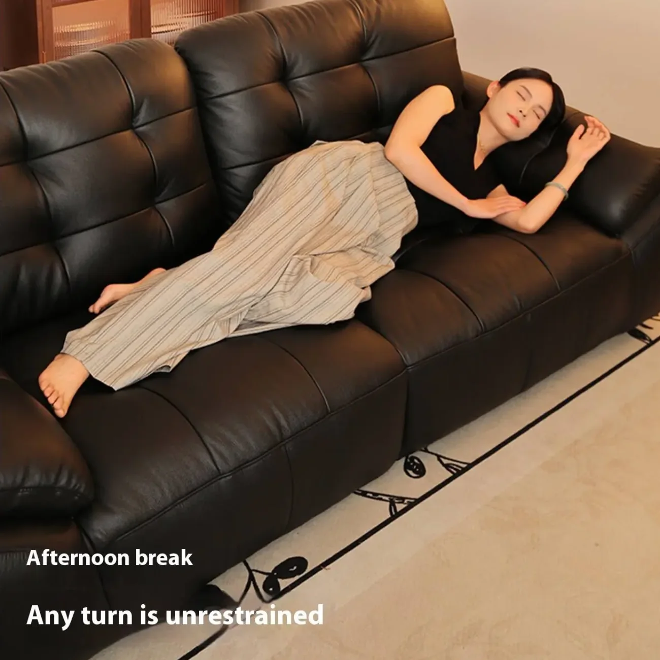 主图-03 Globe Furnishings - Rechargeable Cloud-Shaped Genuine Leather Sofa