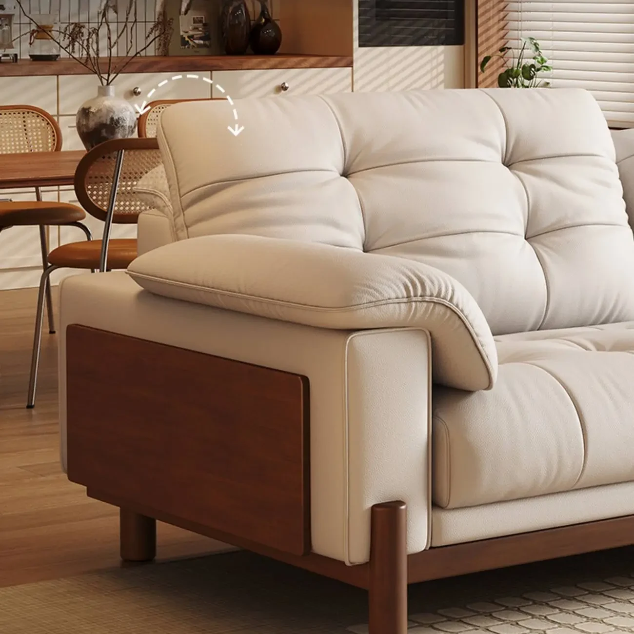 主图-03 Globe Furnishings - Vintage Elegant Solid Wood Leather Sofa