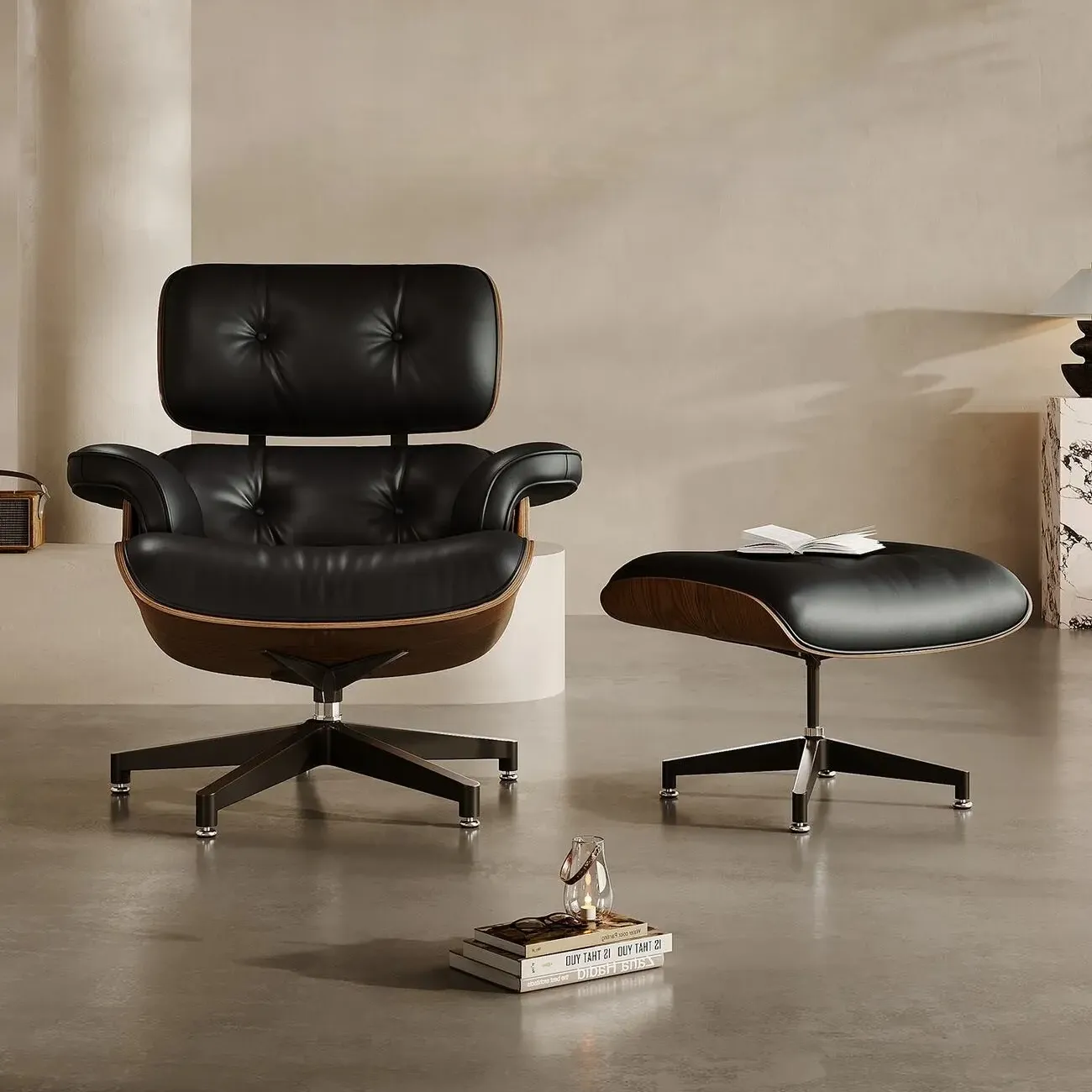 主图-03 Globe Furnishings - Eames Leather Lounge Chair