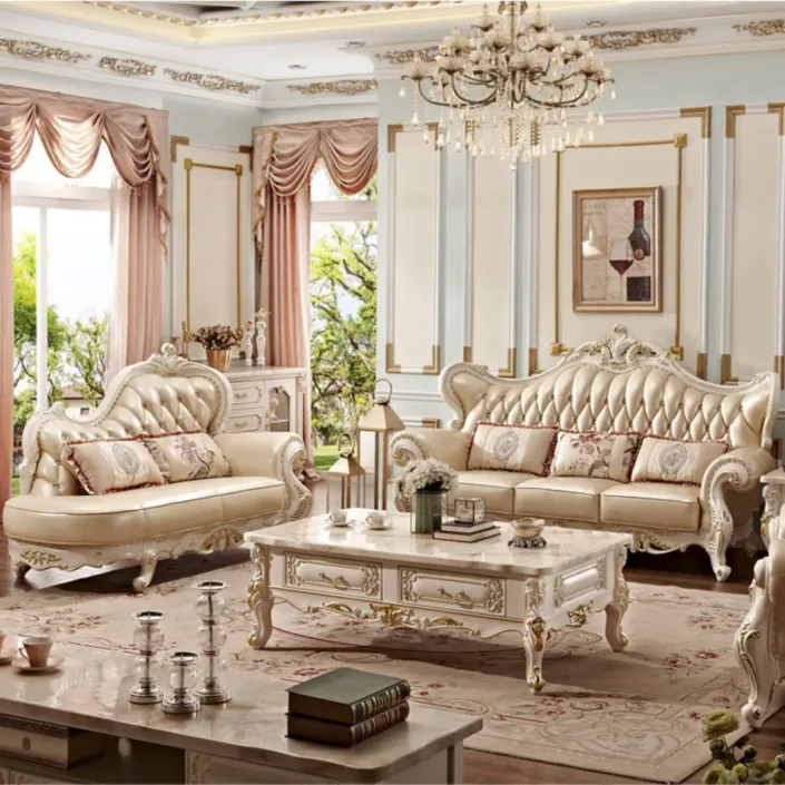 Globe Furnishings - European Style Solid Wood Carved Palace Villa Sofa Globe Furnishings - European Style Solid Wood Carved Palace Villa Sofa