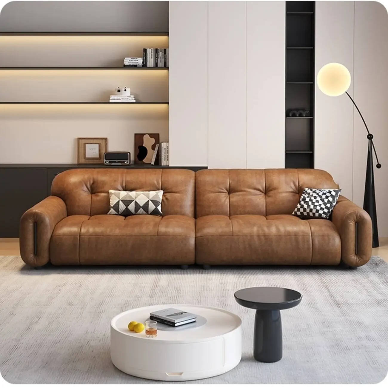主图-03 Globe Furnishings - Vintage-style oil-waxed leather sofa