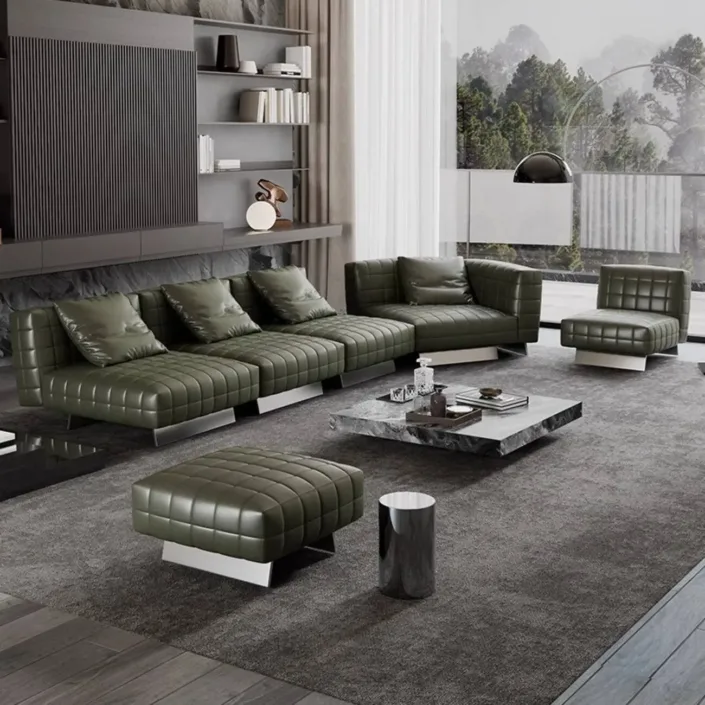 Globe Furnishings - Italian Minimalist Checkered Sofa Globe Furnishings - Italian Minimalist Checkered Sofa