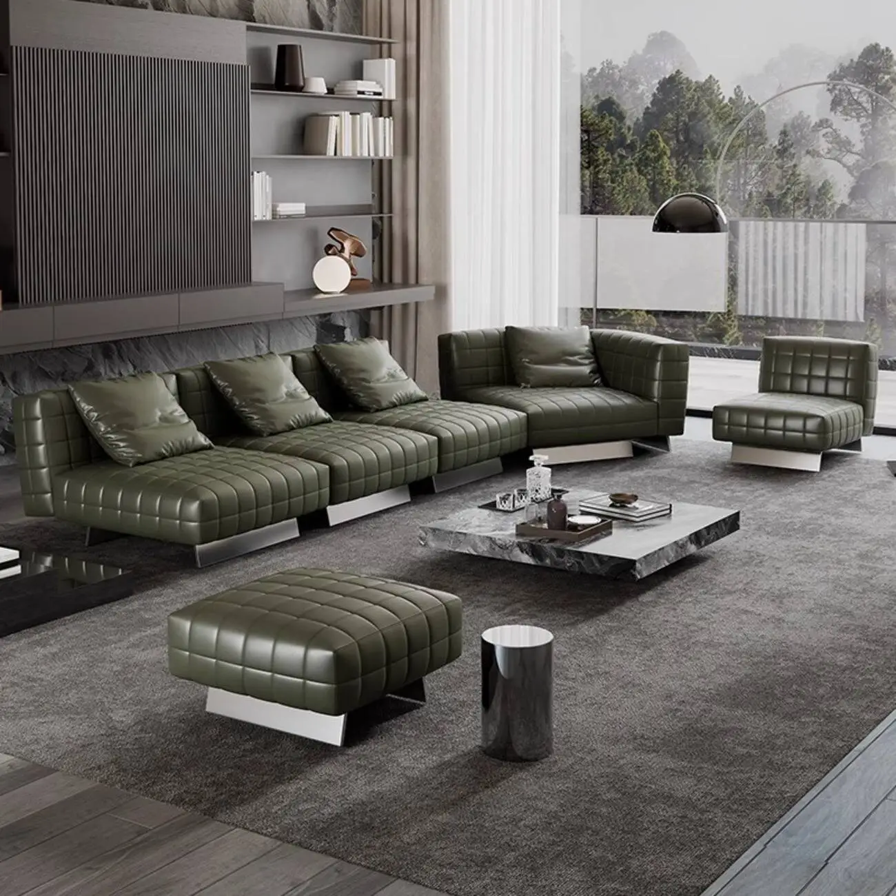 主图-03 Globe Furnishings - Italian Minimalist Checkered Sofa