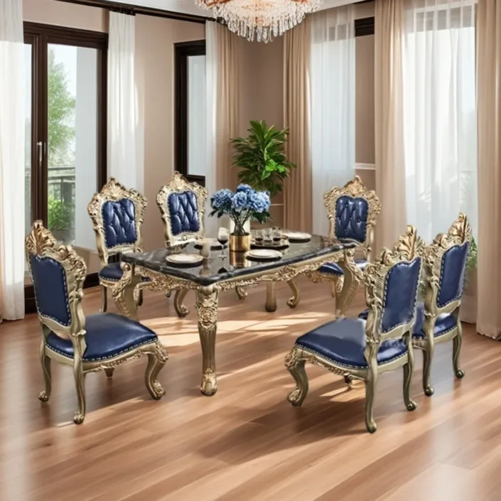 Globe Furnishings - European Style Villa Solid Wood Carved Dining Table And Chair Globe Furnishings - European Style Villa Solid Wood Carved Dining Table And Chair