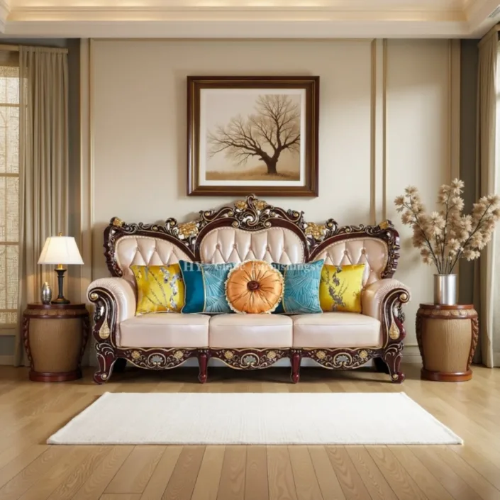 Globe Furnishings - European Classic Solid Wood Carved Villa Palace Sofa