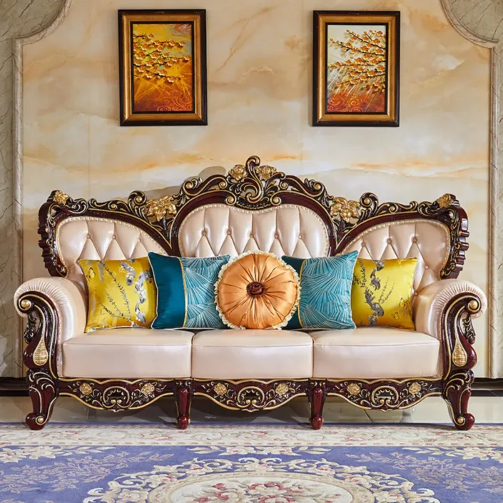 Globe Furnishings - European Classic Solid Wood Carved Villa Palace Sofa