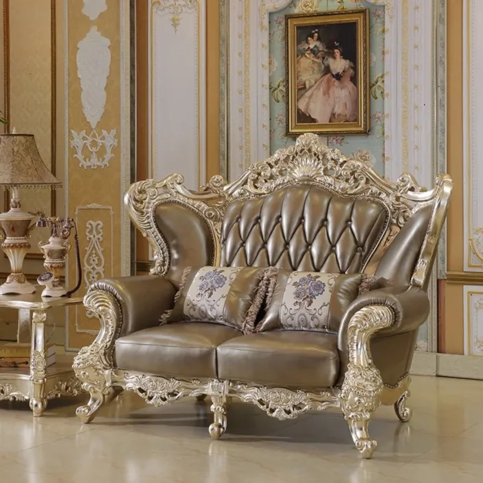 Globe Furnishings - European Style First Layer Cowhide Palace Villa Sofa Globe Furnishings - European Style First Layer Cowhide Palace Villa Sofa