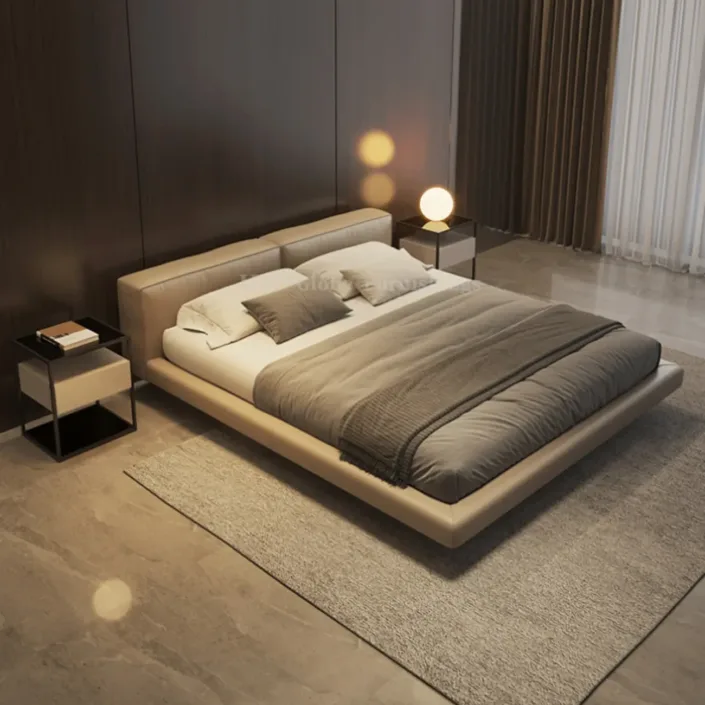 Globe Furnishings - Caleb Italian Minimalist Floating Leather Bed Globe Furnishings - Caleb Italian Minimalist Floating Leather Bed