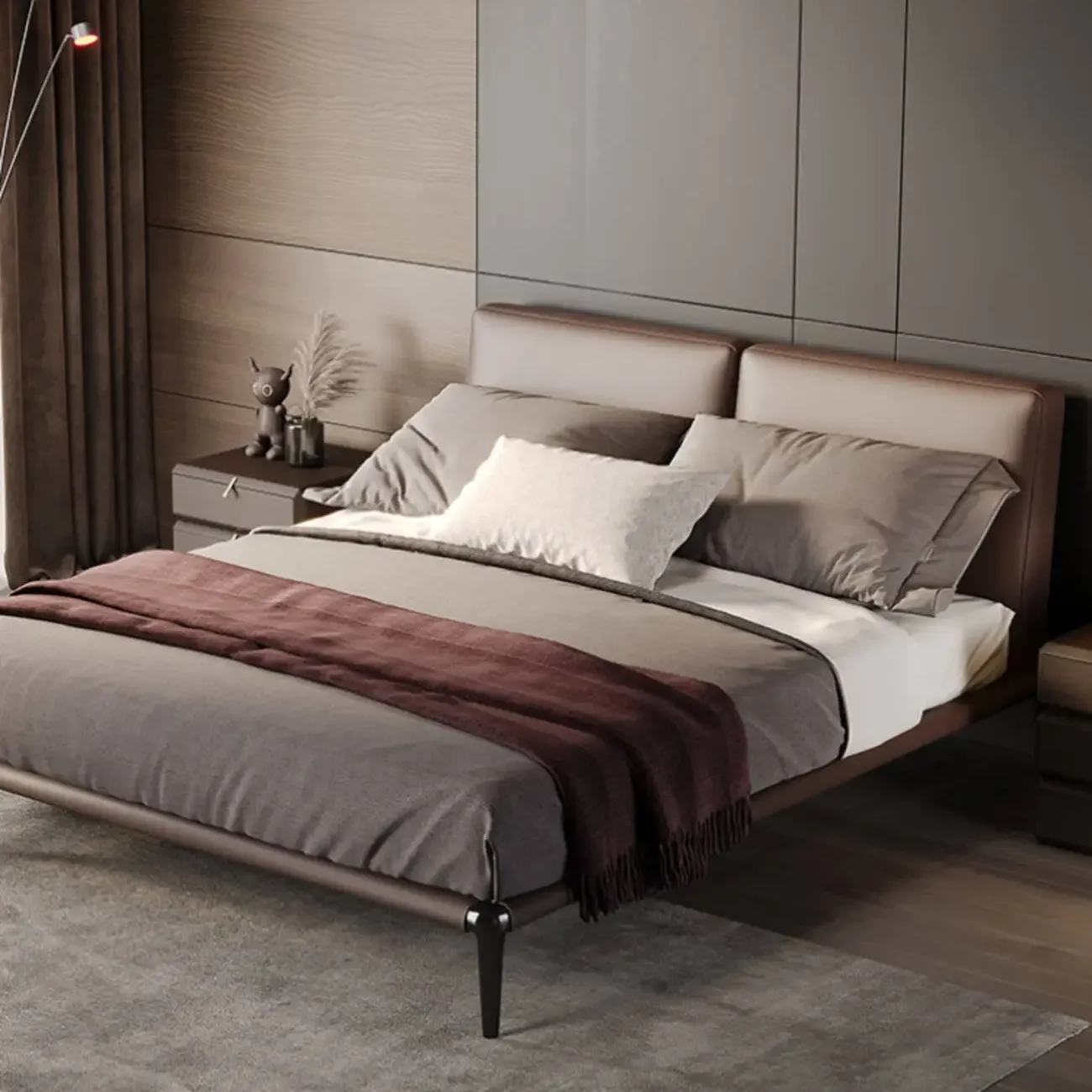 主图-04 Globe Furnishings - Park Italian Minimalist Leather Bed