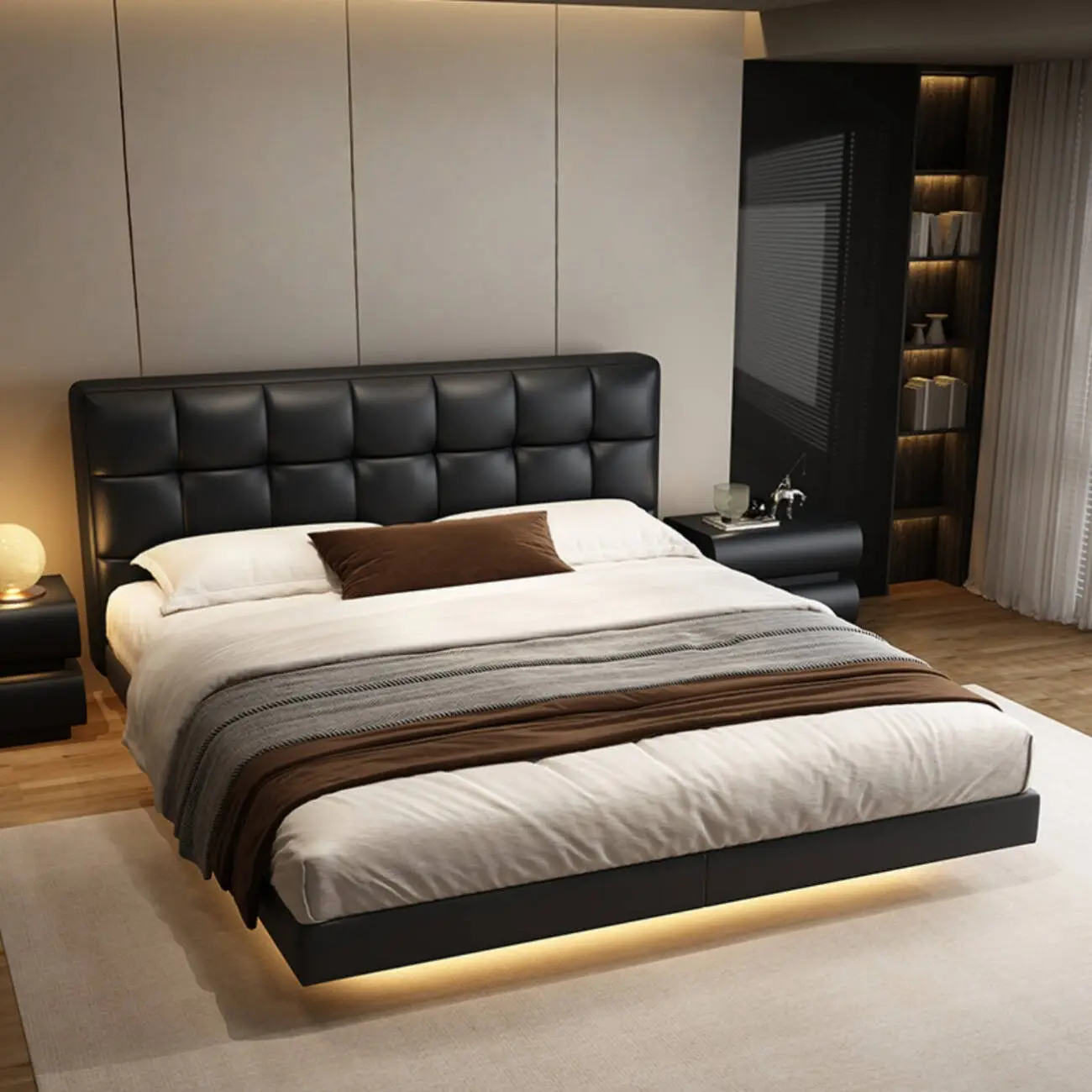 主图-04 Globe Furnishings - Laurence Italian Luxury Leather Floating Bed