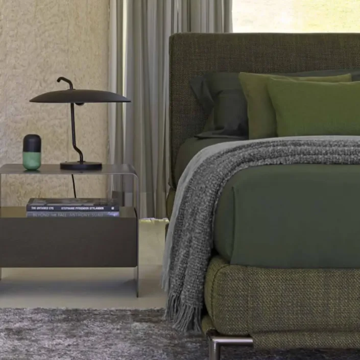 Globe Furnishings - Italian Minimalist Linen-Cotton FLOU Steel Bed Globe Furnishings - Italian Minimalist Linen-Cotton FLOU Steel Bed