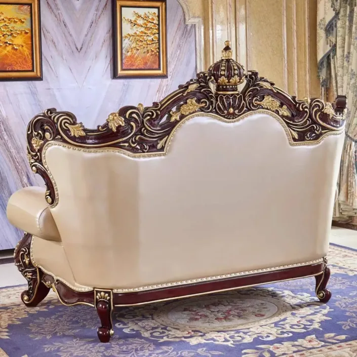 Globe Furnishings - European Style Solid Wood Carved Crown Luxury Villa Sofa Globe Furnishings - European Style Solid Wood Carved Crown Luxury Villa Sofa