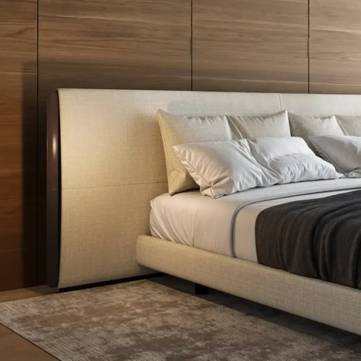 Globe Furnishings - Modern Minimalist Linen-Cotton Blend Wide-Screen YUME Bed Globe Furnishings - Modern Minimalist Linen-Cotton Blend Wide-Screen YUME Bed