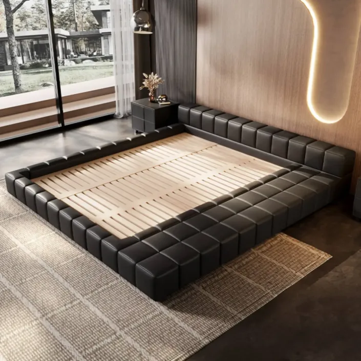 Globe Furnishings - Italian Minimalist Tatami Leather Bed Globe Furnishings - Italian Minimalist Tatami Leather Bed