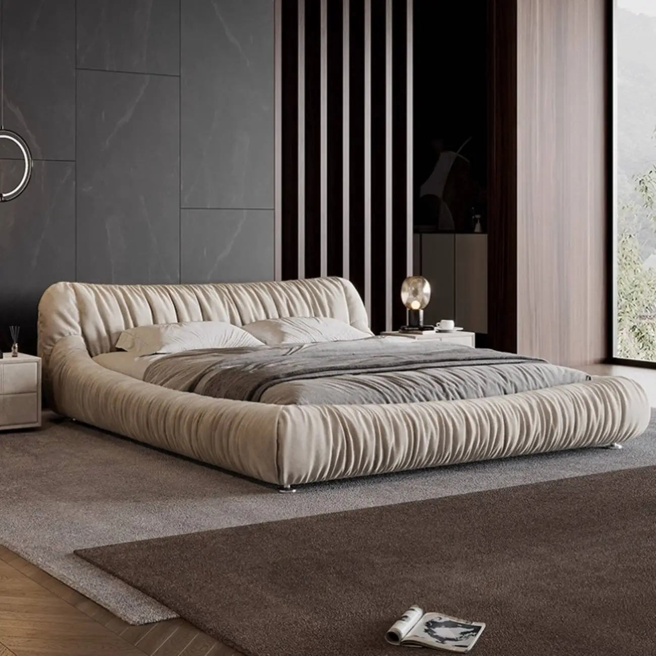 主图-04 Globe Furnishings - Italian-Style Master Bedroom Leather Sports Car Bed