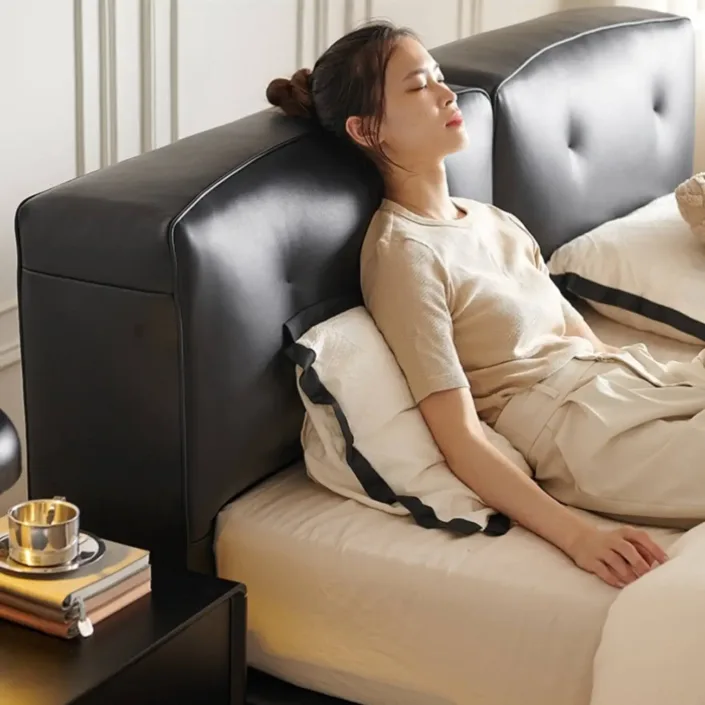 Globe Furnishings - Dylan Italian Minimalist Genuine Leather Bed Globe Furnishings - Dylan Italian Minimalist Genuine Leather Bed