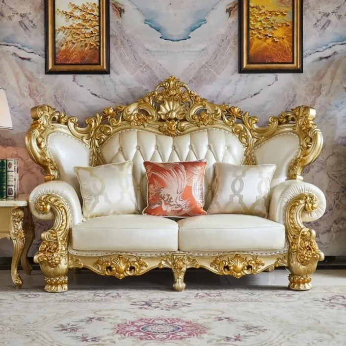 Globe Furnishings - Royal Solid Wood Gold Carved European Style Sofa
