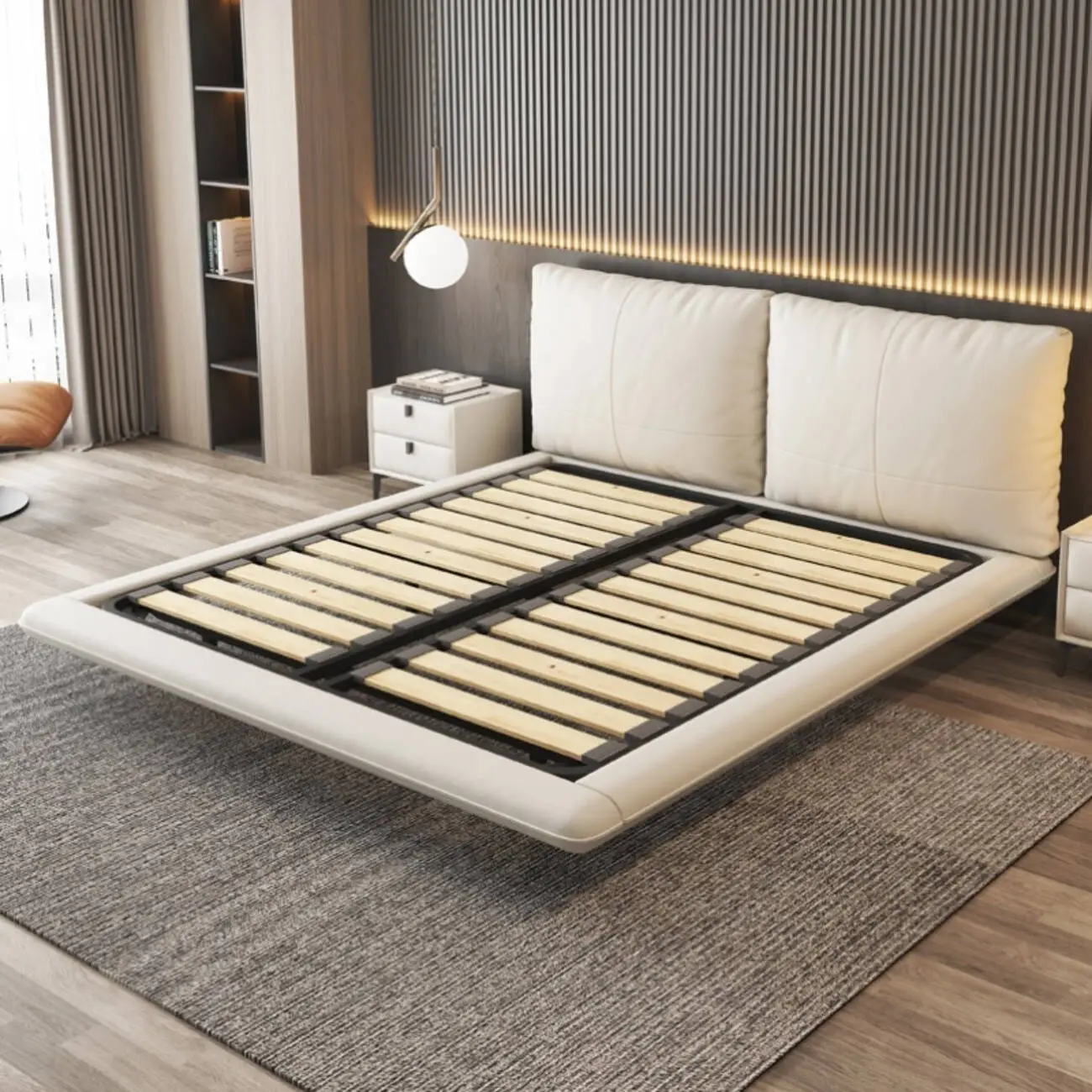 主图-04 Globe Furnishings - Floating-Style Italian Minimalist Leather Bed