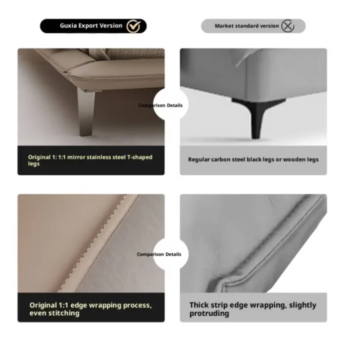 Globe Furnishings - Elephant Ear Bed Italian Minimalist Genuine Leather Bed Globe Furnishings - Elephant Ear Bed Italian Minimalist Genuine Leather Bed