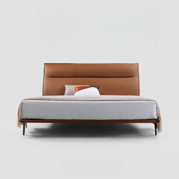 Globe Furnishings - Steel Frame Poltrona Frau Genuine Leather Bed Globe Furnishings - Steel Frame Poltrona Frau Genuine Leather Bed