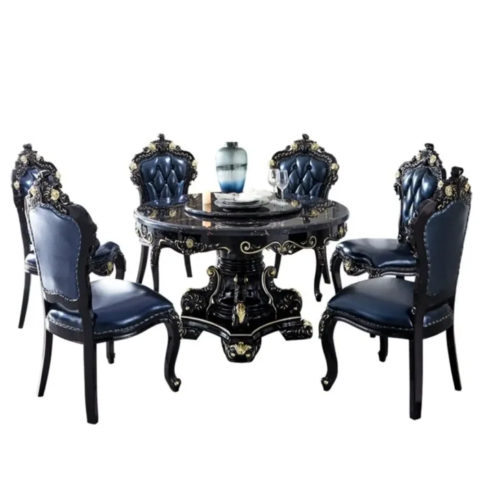Globe Furnishings - European-style solid wood carved dining table and chair set Globe Furnishings - European-style solid wood carved dining table and chair set