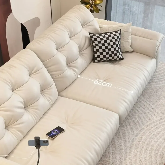 Globe Furnishings - Cream-Style Multifunctional Charging Leather Sofa Globe Furnishings - Cream-Style Multifunctional Charging Leather Sofa