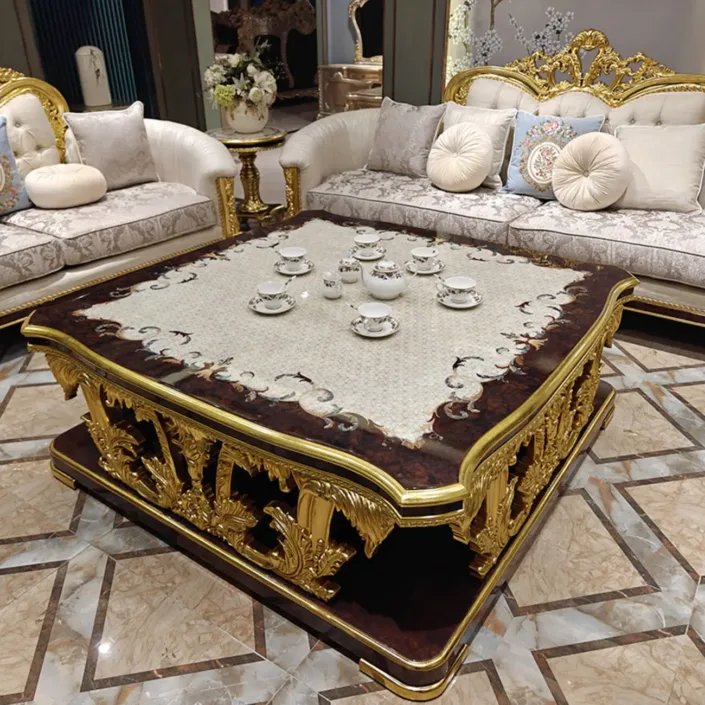 Globe Furnishings - French-style Palace Solid Wood Carved Upholstered Sofa of Noble Luxury Globe Furnishings - French-style Palace Solid Wood Carved Upholstered Sofa of Noble Luxury