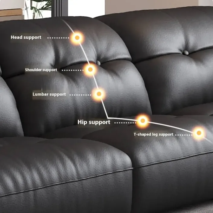 Globe Furnishings - High-back adjustable genuine leather sofa Globe Furnishings - High-back adjustable genuine leather sofa