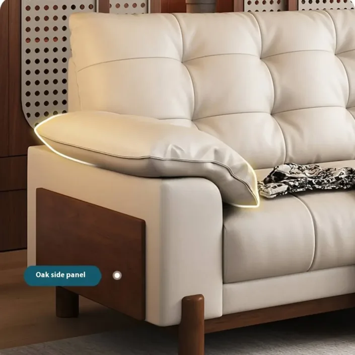 Globe Furnishings - Vintage Style New Cloud Solid Wood Leather Sofa Globe Furnishings - Vintage Style New Cloud Solid Wood Leather Sofa