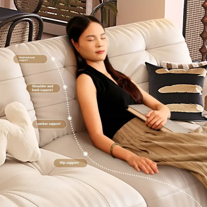 Globe Furnishings - Rechargeable Cloud-Shaped Genuine Leather Sofa Globe Furnishings - Rechargeable Cloud-Shaped Genuine Leather Sofa