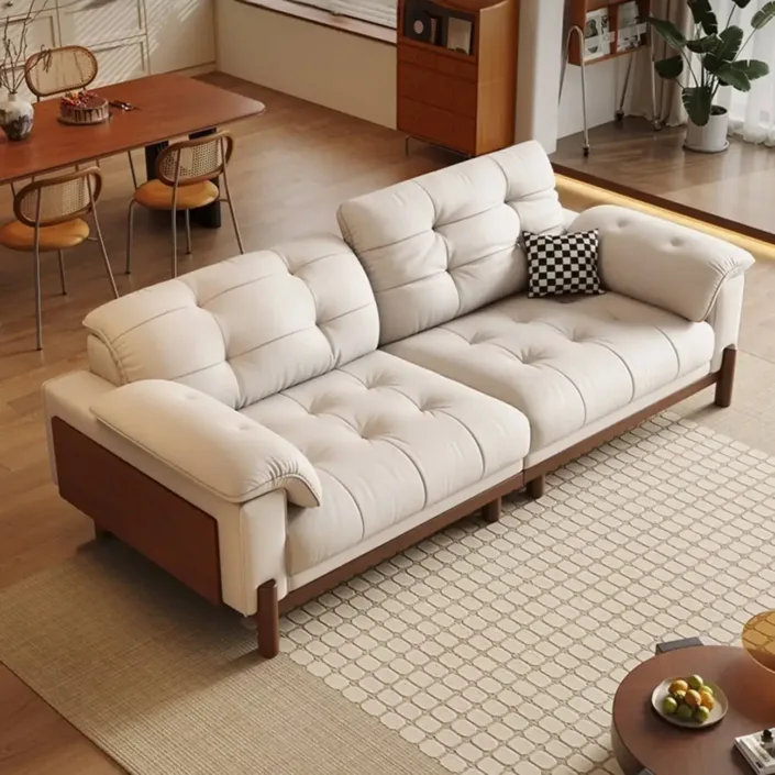 Globe Furnishings - Vintage Elegant Solid Wood Leather Sofa Globe Furnishings - Vintage Elegant Solid Wood Leather Sofa