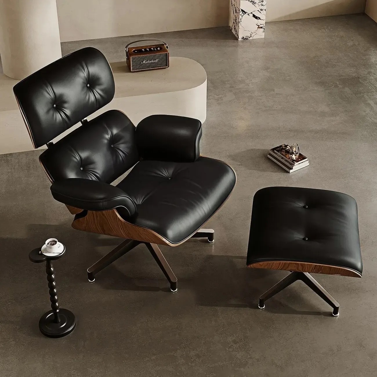 主图-04 Globe Furnishings - Eames Leather Lounge Chair