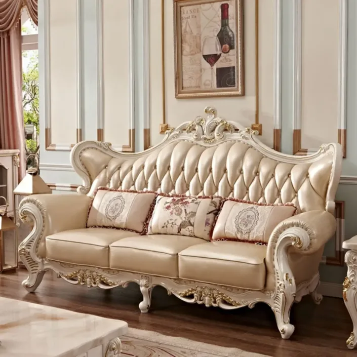 Globe Furnishings - European Style Solid Wood Carved Palace Villa Sofa Globe Furnishings - European Style Solid Wood Carved Palace Villa Sofa