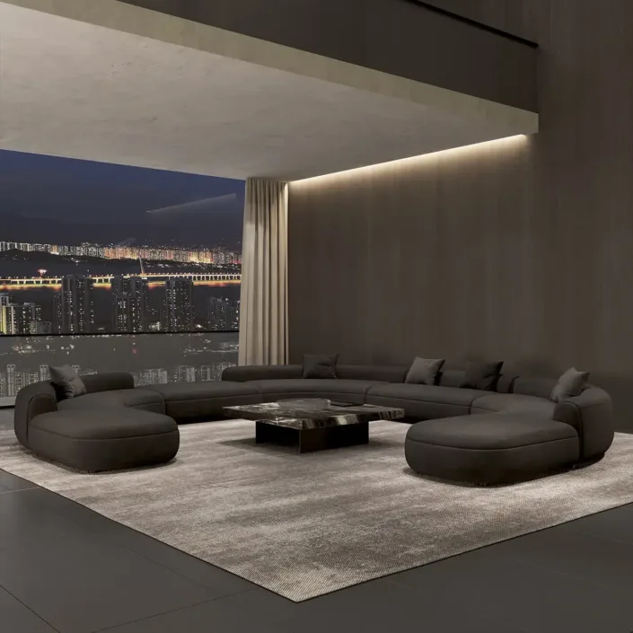 Globe Furnishings - Baxter Italian Curved Sofa Globe Furnishings - Baxter Italian Curved Sofa
