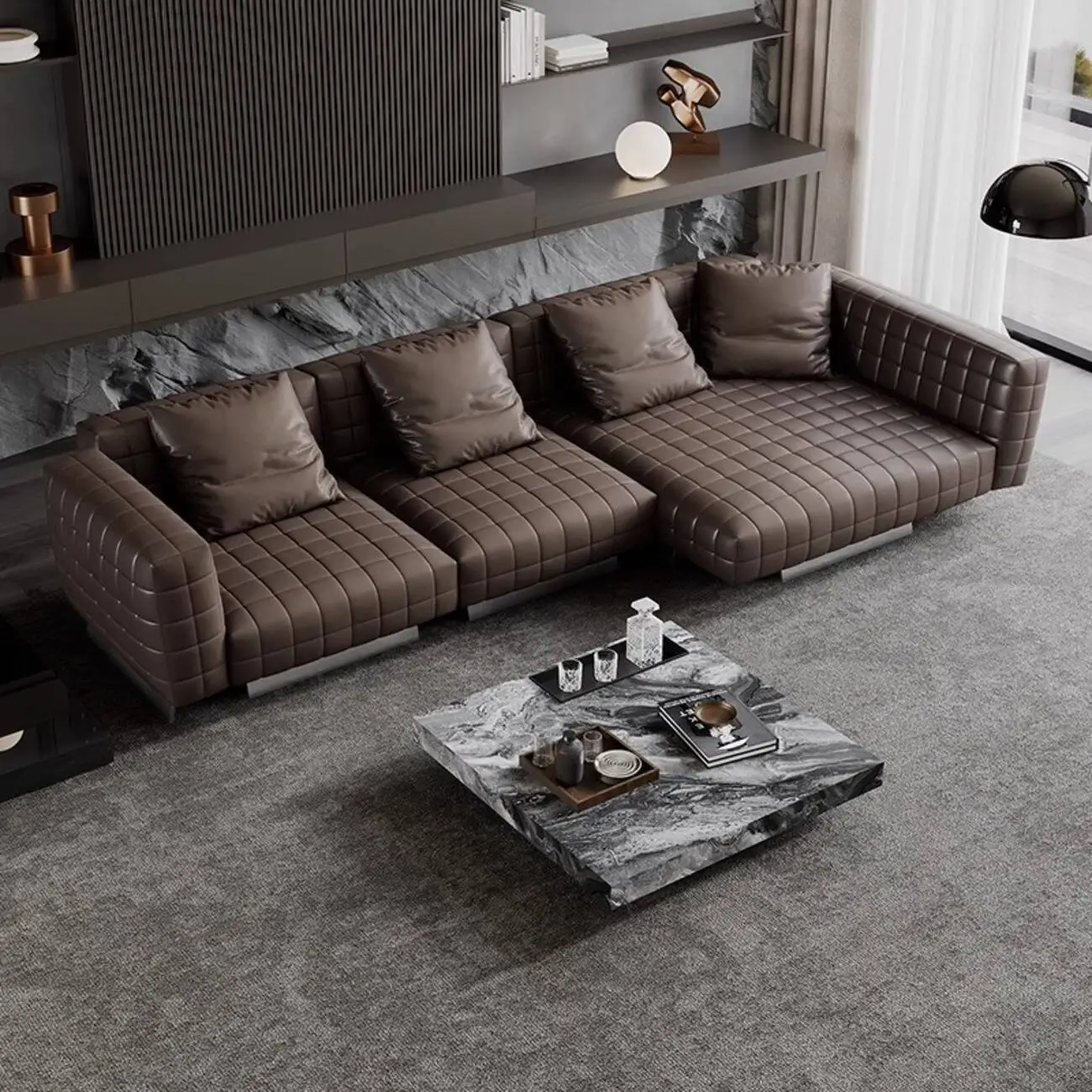 主图-04 Globe Furnishings - Italian Minimalist Checkered Sofa