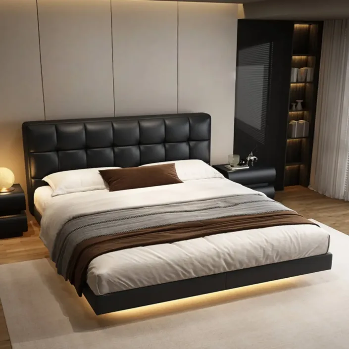 Globe Furnishings - Laurence Italian Luxury Leather Floating Bed Globe Furnishings - Laurence Italian Luxury Leather Floating Bed