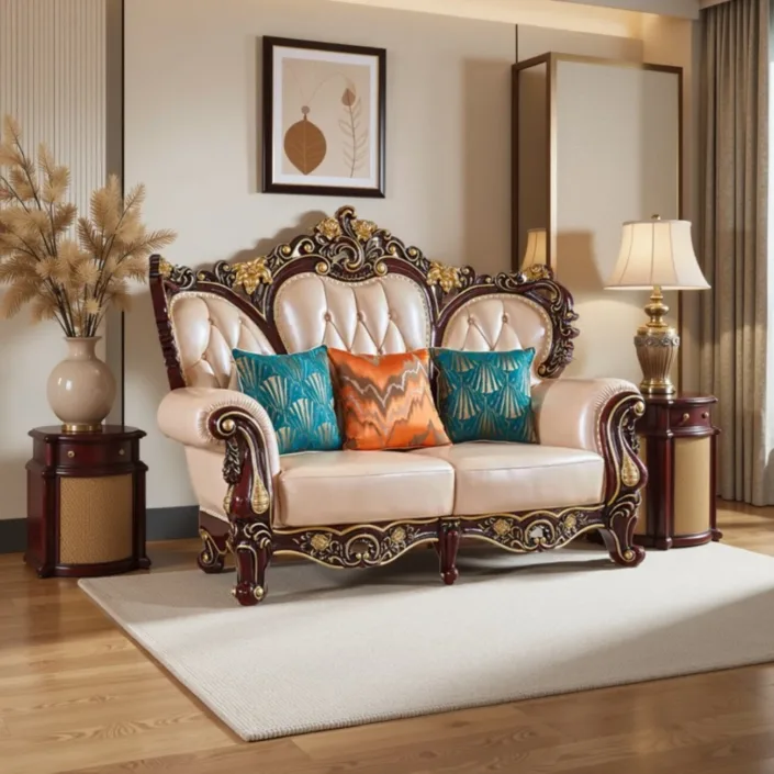 Globe Furnishings - European Classic Solid Wood Carved Villa Palace Sofa