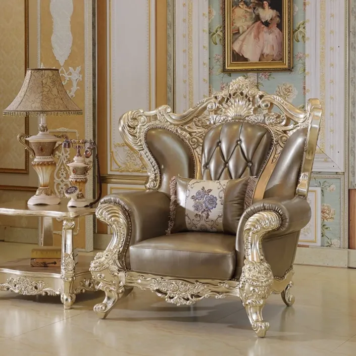 Globe Furnishings - European Style First Layer Cowhide Palace Villa Sofa Globe Furnishings - European Style First Layer Cowhide Palace Villa Sofa
