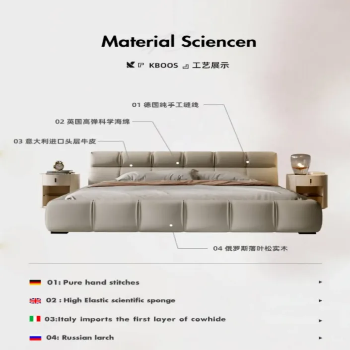 Globe Furnishings - Italian Genuine Leather Puff Bed Globe Furnishings - Italian Genuine Leather Puff Bed