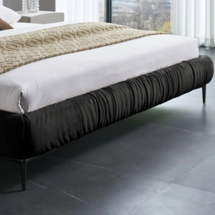 Globe Furnishings - Italian Minimalist Frosted Fabric Cloud-Shaped High-Leg Bed Globe Furnishings - Italian Minimalist Frosted Fabric Cloud-Shaped High-Leg Bed