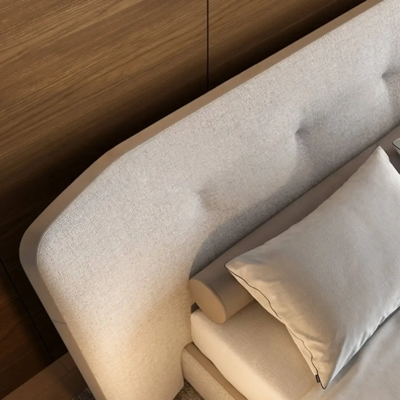 主图-05 Globe Furnishings - Italian Minimalist Linen-Cotton Wide-Screen King Bed