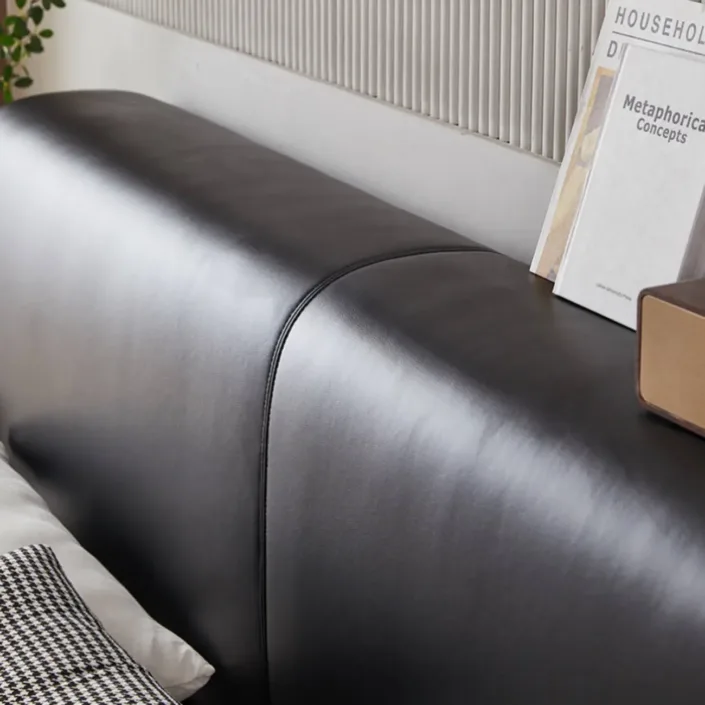 Globe Furnishings - Big Black Bull Italian Minimalist Top-Grain Leather Bed Globe Furnishings - Big Black Bull Italian Minimalist Top-Grain Leather Bed