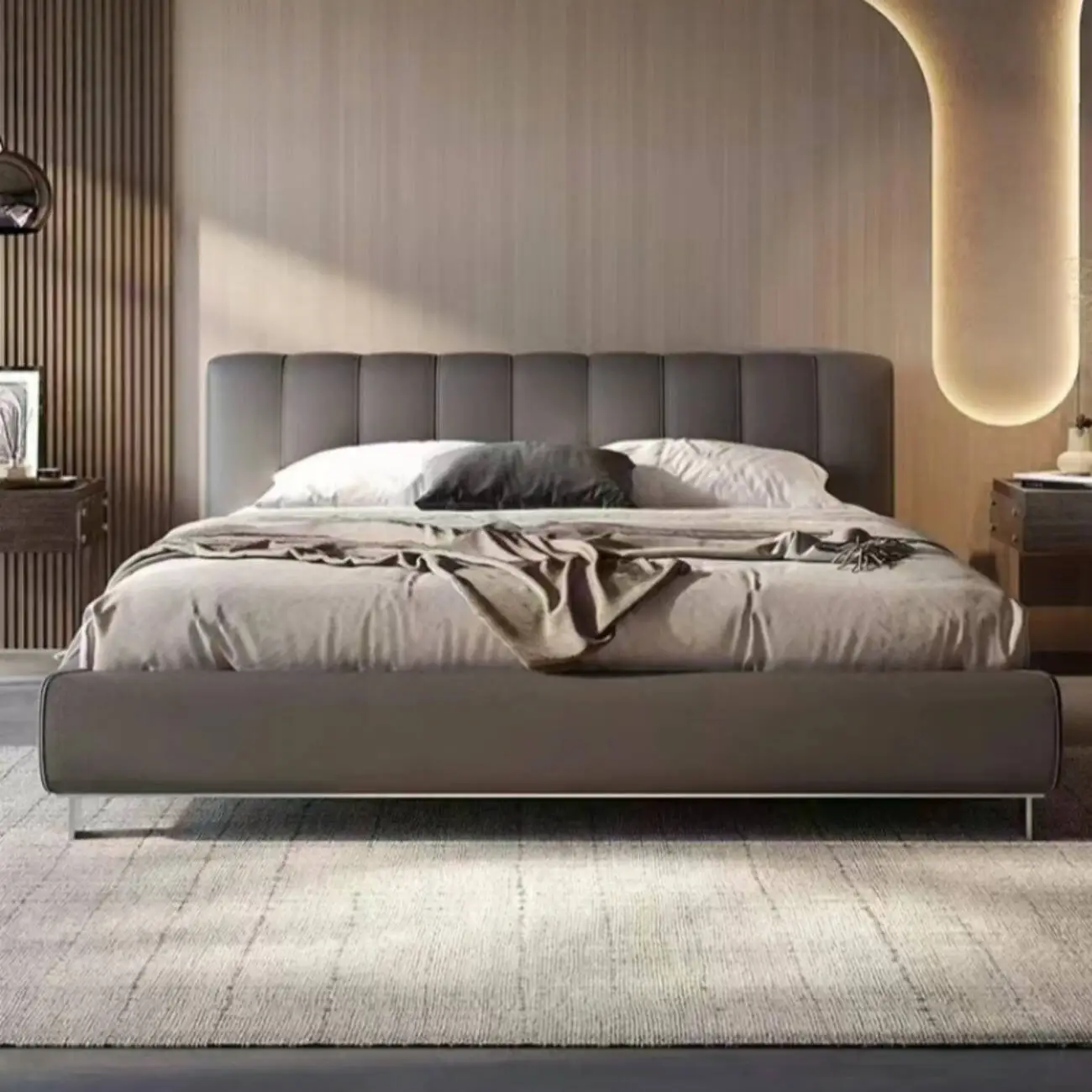 主图-05 Globe Furnishings - Modern Minimalist Piano Key Double Bed