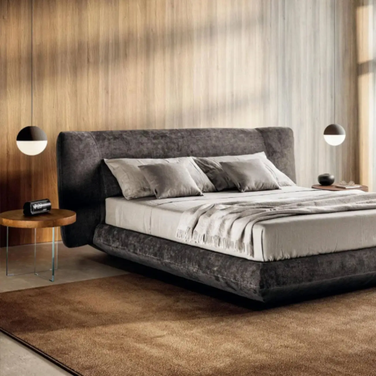 主图-05 Globe Furnishings - LOGO Italian Minimalist Fabric Floating Bed