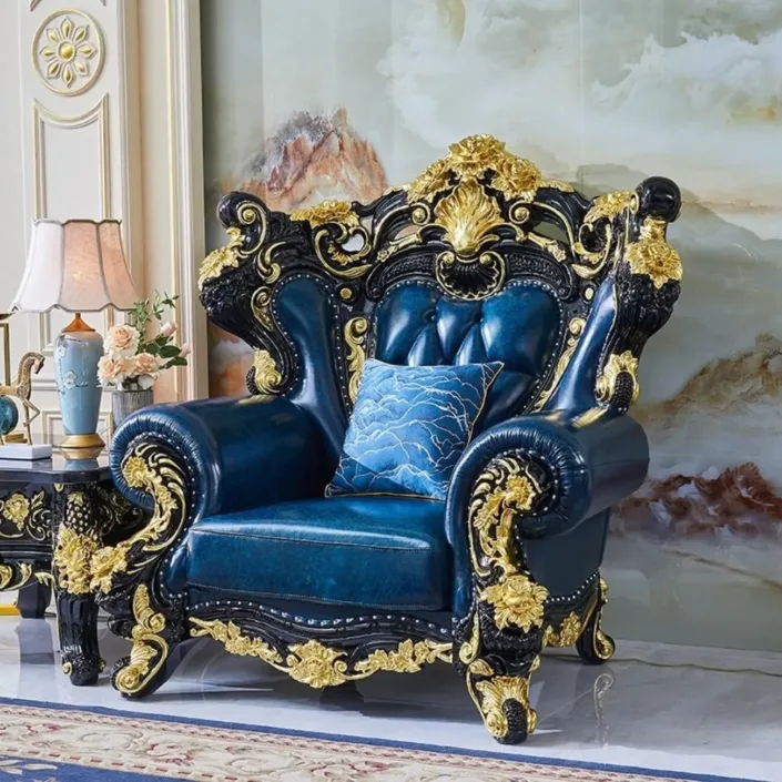Globe Furnishings - European Style First Layer Cowhide Palace Villa Sofa Globe Furnishings - European Style First Layer Cowhide Palace Villa Sofa