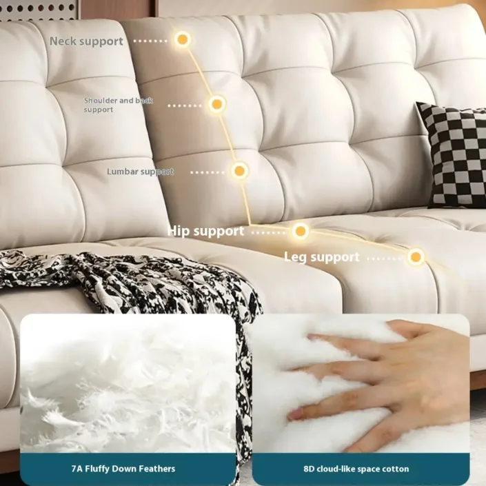 Globe Furnishings - Vintage Style New Cloud Solid Wood Leather Sofa Globe Furnishings - Vintage Style New Cloud Solid Wood Leather Sofa