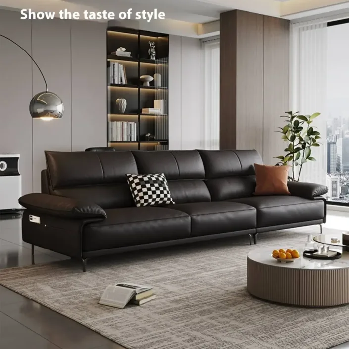 Globe Furnishings - Italian Elegance and Light Luxury Leather Sofa Globe Furnishings - Italian Elegance and Light Luxury Leather Sofa