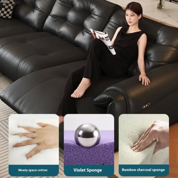 Globe Furnishings - Multifunctional Electric Top-Grain Leather Sofa Globe Furnishings - Multifunctional Electric Top-Grain Leather Sofa